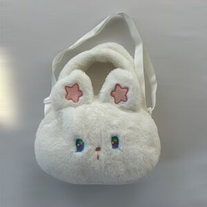 Cute White Plush Bunny Adjustable Bag for Women or Kids